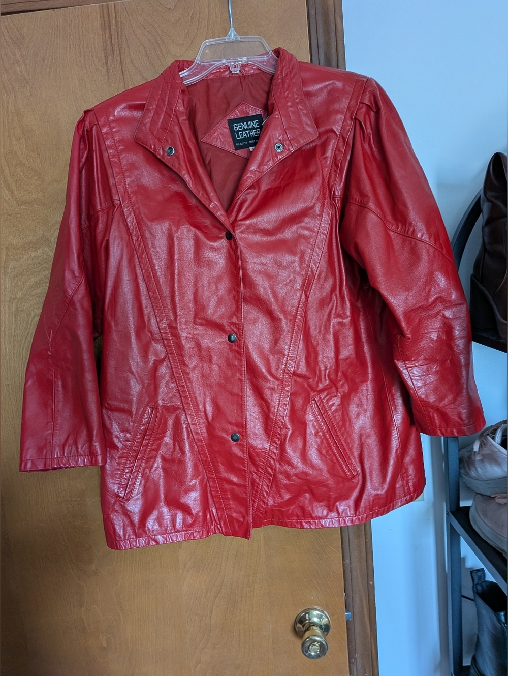 Women's Red Genuine Leather Jacket